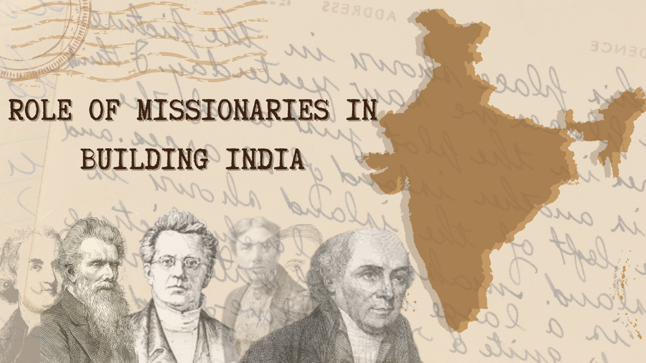 Vintage picture of various Missionaries who reformed India. Images of William Carey, John Scudder, Edith Mary Brown, Alexander Duff etc.